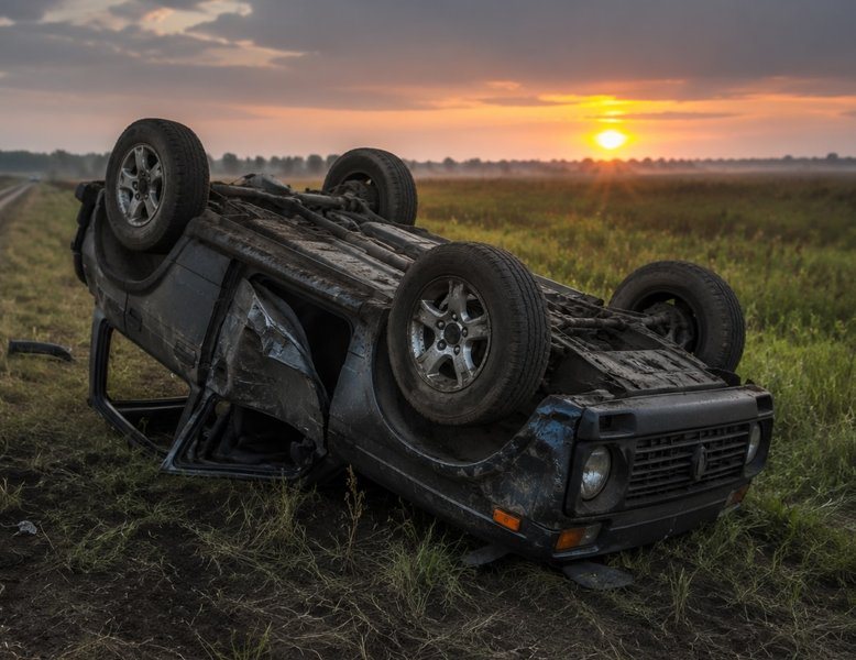 В ДТП под Новочеркасском в перевернувшейся Lada Niva погибла 40-летняя женщина